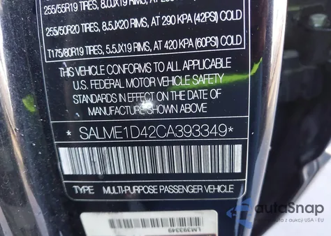 2012 Land Rover Range Rover Hse z USA, uszkodzony, nr VIN SALME1D42CA393349